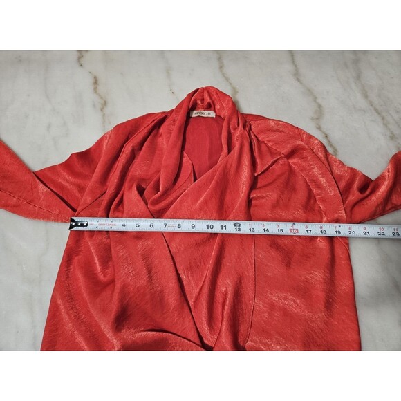 Arden B Women's Red Sheer Long Sleeve Wrap 100% Polyester Blouse Size Medium - Picture 5 of 9